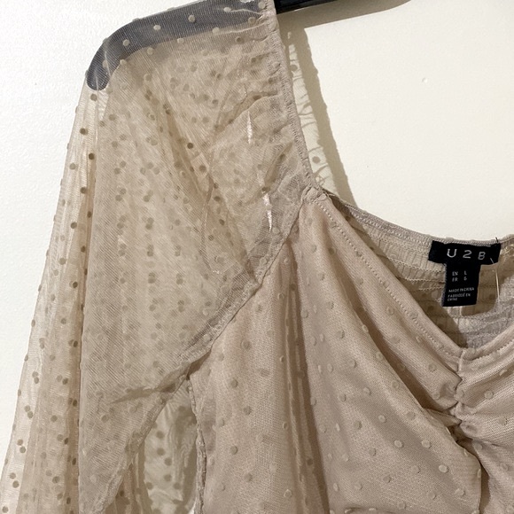 Lot of 3 U2B Urban Basic Polka Dot Sheer Long Sleeve Cropped Top Size L - Picture 7 of 15
